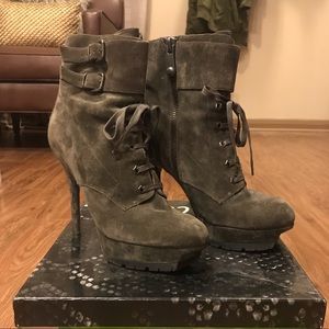 Sam Edelman Suede Grayish / Greenish Boot Sz 10US